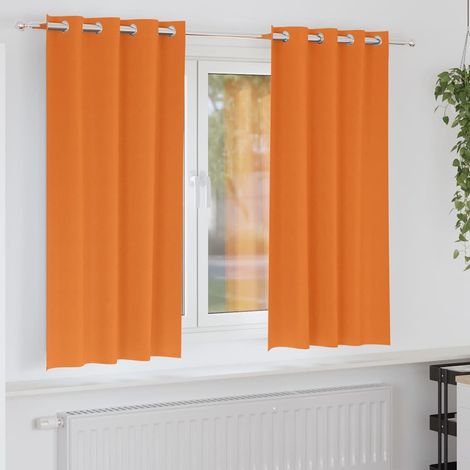 Cortinas Opacas con Anillas 2 uds. Naranja Brillante Poliéster vidaXL