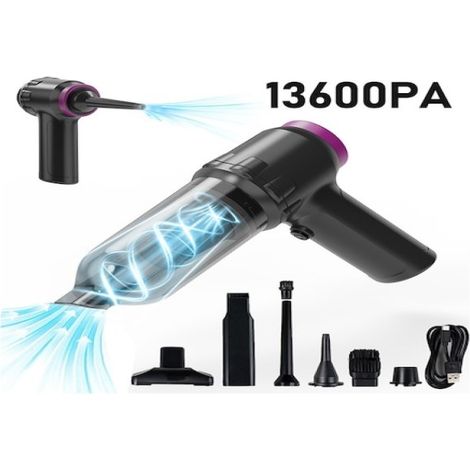 Mini aspirateur sans fil de voiture portable puissant à 2 niveaux, 13 600 Pa (1/5)