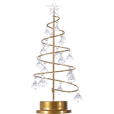 Arbre De Noël Miniature - Lampe De Bureau À LED En Fer Forgé - Décoration De Chambre Et Salon - Hauteur 33 Cm - Or - 1 Pièce (1/5)