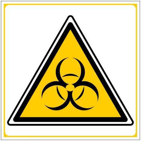 Panneau danger risques biologiques - Adhésif 125x125 mm - Conforme à la norme ISO 7010