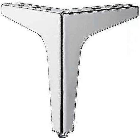Pieds de meubles en métal poli, adaptés aux canapés, tables, armoires, pieds chromés en 4 pièces, 10 cm argent. (1/5)
