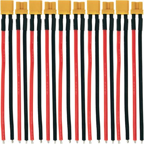 Pairs XT30U Female Male Connectors with 10cm 16AWG Silicon Wire, XT-30U Bullet Connectors Plugs, for RC Lipo Battery FPV Drone (1/5)