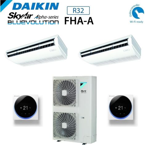 Daikin Dual Split Inverter Deckenklimagerät FHA-A 24+24 mit RZAG140MY1 R-32 Dreiphasen-Wi-Fi Optional 24000+24000 mit kabelgebundener Steuerung Inklusive