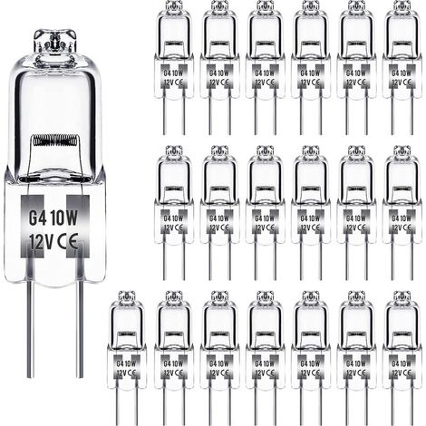 Ampoule Halogene G4, Ampoule G4 12v 10w, Blanc Chaud 3000k, 150lm, Intensité Variable, Lampehalogene G4, Lampe À Capsule Transparente, Paquet De 20 (1/5)