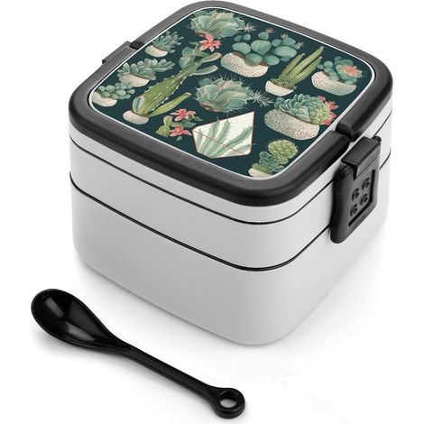 Boîte à bento double couche pour plantes grasses et cactus, au (1/5)