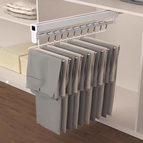 Tringle à vêtements coulissante réglable en acier robuste pour penderie, pantalon, vêtements, gain de place, charge élevée, 25 kg, blanc, 300 mm (1/5)