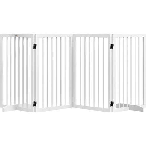Barrera de seguridad para animales 206 x 35,5 x 76 cm modulable plegable patas antideslizantes escandinava de madera blanca 210007464 (1/5)