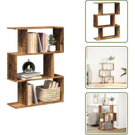 Raumteiler-Bücherregal 3 Fächer Altholz-Optik 70x24x97 cm - Raumteiler - Raumtrenner - Bücherregal - Raumteiler Bücherregal (1/5)