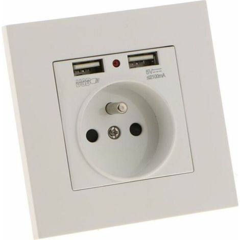 Set di 2 prese a muro, presa a muro con due porte USB (5V/2100mA), presa a incasso con 2 porte USB, pratica e facile da usare (1/5)