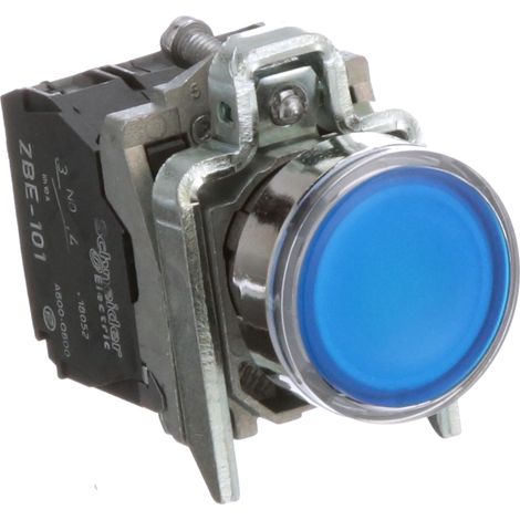Pulsante Luminoso blu Ø22 filoghiera ad impulso 24V 1NO+1NC