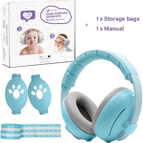 Casque antibruit 2-en-1 pour bébé, protège-oreilles ajustable avec bandeau extensible, réduction sonore pour nourrissons et tout-petits (1/5)