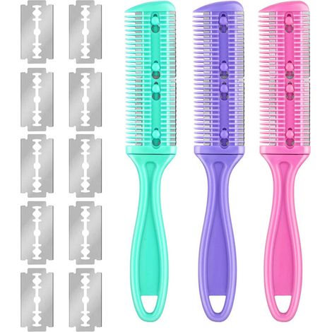 Peigne de Coupe 3 Pièces avec Lames en Acier Inoxydable Double Face