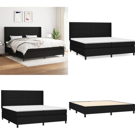 Boxspringbett mit Matratze Schwarz 200x200 cm Stoff - Boxspringbett - Doppelbett - Bettenrahmen - Massivholzbette - Lattenrost - Home & Living