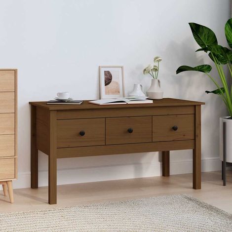 vidaXL Mesa de centro madera maciza de pino marrón miel 102x49x55 cm (1/5)