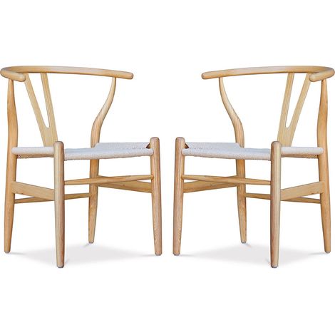 Lot de 2 chaises de salle à manger en bois - Style scandinave - Wish Bois naturel (1/5)
