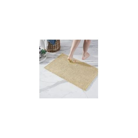 Tapis de Bain Antidérapant en Chenille Super Absorbant et Lavable en Machine pour la Salle de Bain, Douche, Baignoire ou comme Tapis WC Beige 50x80 cm (1/5)