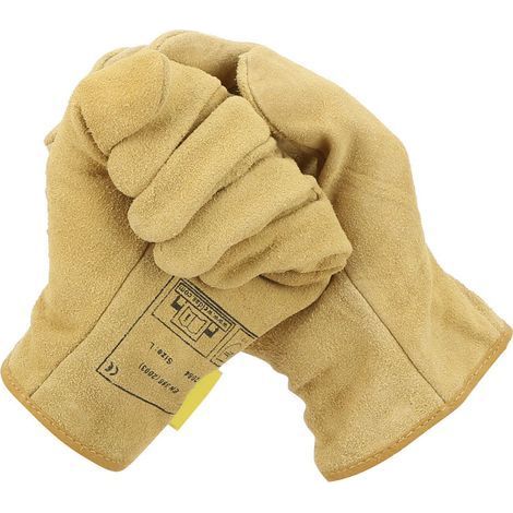 Paar verschleißfeste Schweißerhandschuhe aus gelbem Spaltleder vom Rind zum Schutz von Leitern (XL) (1/5)
