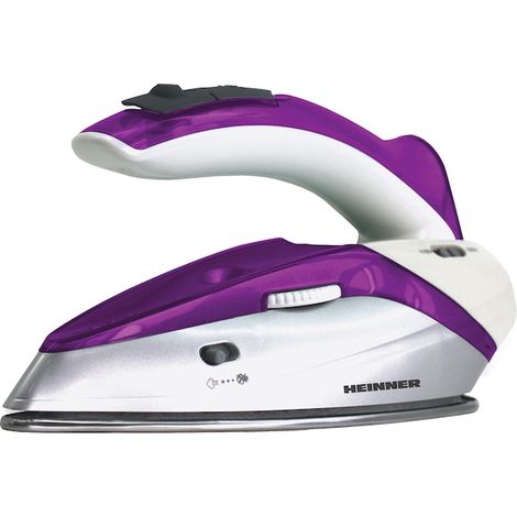 Fer à repasser de voyage 1000 W, 0,4 l, semelle en acier inoxydable, poignée pliable, blanc/violet (1/5)