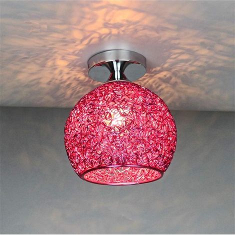 Suspension plafond aluminium rouge moderne luminaire chambre salon couloir décoration intérieure contemporaine (1/5)