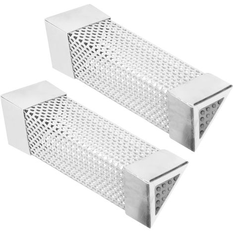 Tube de rangement en maille pour granulés fumés BBQ, acier inoxydable 304, tube fumé de 15 cm, lot de 2, forme triangulaire (1/5)