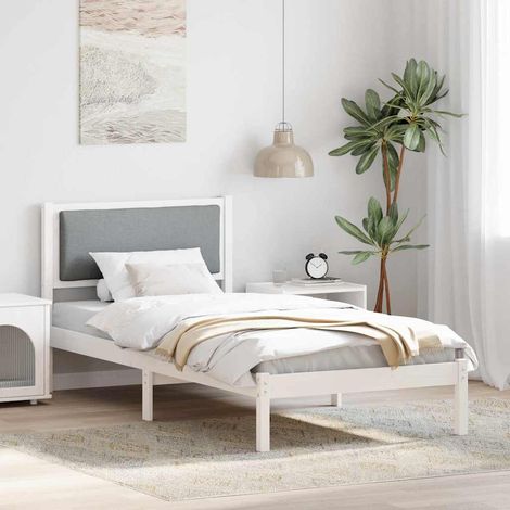 Cadre de lit avec tête de lit-Structure de lit avec panneau de lit Gris clair 90 x 190 cm Pin massif 912604 (1/5)