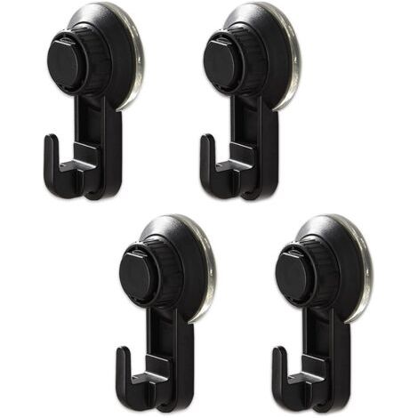 Vakuum-Saugnapf-Haken-Set, 4 Stück, leistungsstarker Saughaken ohne Bohren, wie wiederverwendbar, wasserdichter Haken für Küche und Badezimmer, max. 5 kg (schwarz)