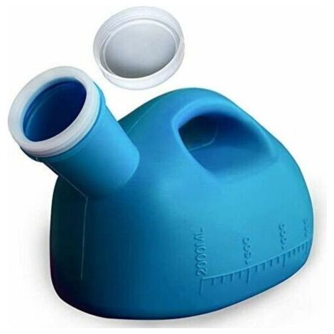 Urinoir hommes avec couvercle Tasses à urine anti-éclaboussures de grande capacité de 2000 ml pour l'hpital, l'incontinence, les personnes agées, les voyages, le camping (1/5)