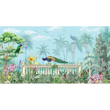 Papier peint panoramique - Jungle Oiseaux - 130 cm x 68 cm (1/2)