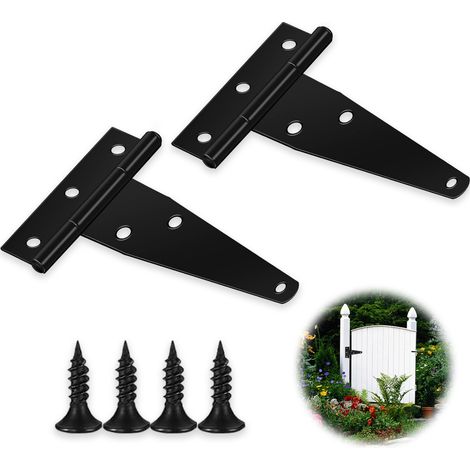 2 charnières en T peintes en noir de 3 pouces + 4 vis 4 14