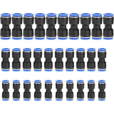 30 Stück pneumatische gerade Verbinder, Kunststoff-Schnellverschluss-Armaturen für 6 mm, 8 mm, 10 mm Rohre