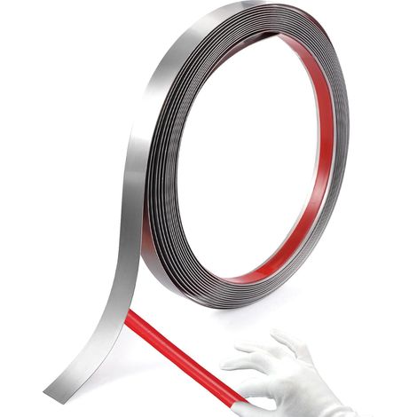 Moulure Flexible 5M X 10MM Peler et Coller, Argenté  Moulure Murale en Acier Inoxydable Imperméable et Résistant Avec Film Protecteur pour Cheminée, Cadre de Miroir, Meubles (1/5)