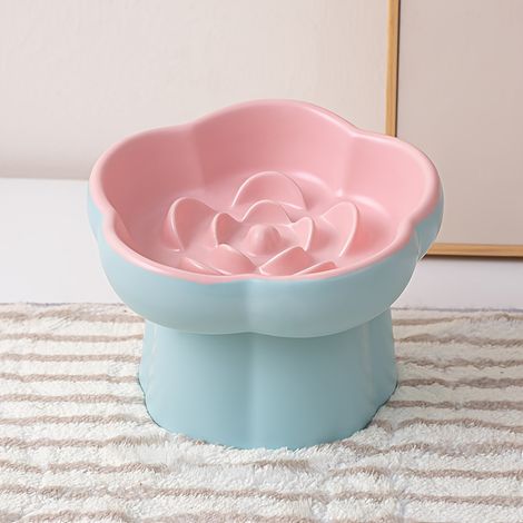 Ciotola per animali domestici in ceramica monopezzo per alimentazione lenta, con design inclinato anti-rovesciamento e protezione per il collo, ideale per cani e gatti. (1/5)