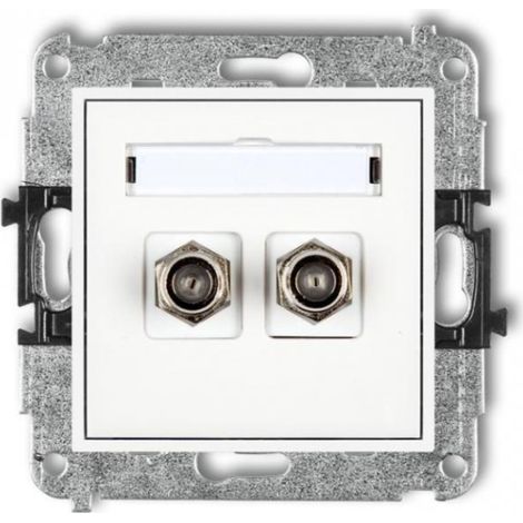 Mini connettore a doppia antenna tipo F (SAT) nichelato bianco MGF-2
