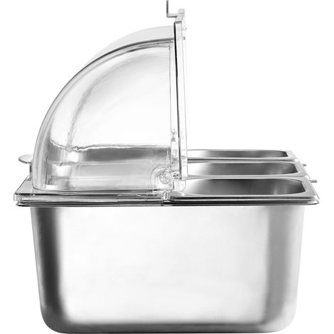 Mophorn Edelstahl-Zutatenbehälter Set (6 x 1/6 Behälter) mit transparentem Deckel, ideal für Buffet, Restaurant, Hotel, Küche und Party