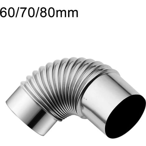 Chimenea de acero inoxidable de 60 mm para estufa de leña, adaptador de codo de 90° para conducto de chimenea, tubo de chimenea extendido, tubo de chimenea para camping (1/4)