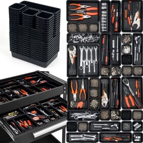 Lot de 45 Boîtes Caisse a Outil Organisateur Tiroir en Plastique, pour Vis, Bricolage, Servante d'Atelier, Rangement et Organisation de Etabli, Atelier, Garage (1/5)