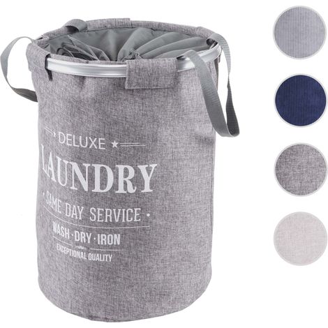 Bac à linge HWC-C34, Sac à linge avec cordon de serrage, poignée 55x39cm 65l - bleu (1/5)