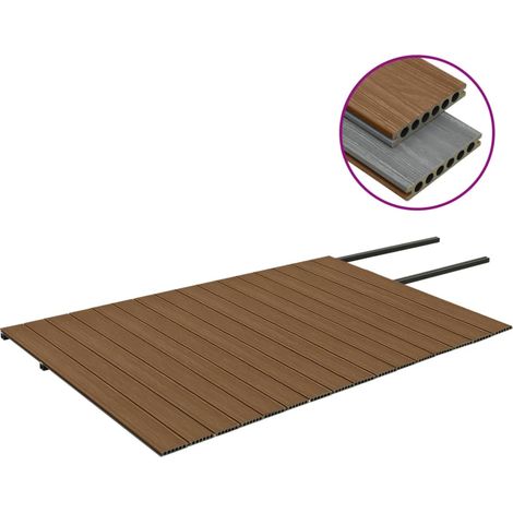 Lames de terrasse WPC avec accessoires, 40 m², réversibles marron et gris, extra-épaisses 0,91", résistantes à l'eau, pour patio, balcon et piscine (1/5)