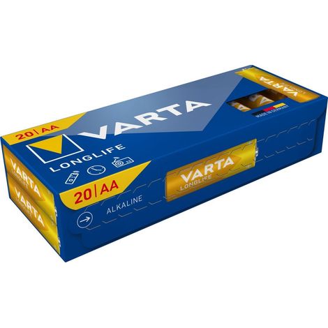 VARTA Longlife Alkaline AA batteries LR06, 20-pack