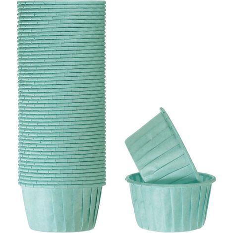 Caissette papier muffin lot cinquante pièce papier cuisson alimentaire anti adhérent résistant haute température dimension 5 sur 3 sur 9 sur 6 sur 8 centimetres couleur vert (1/4)