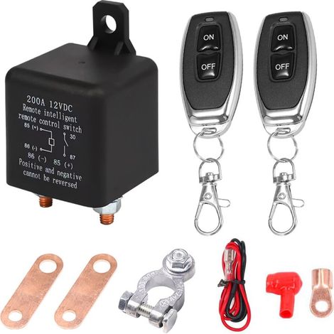 12V battery circuit breaker with remote control, 12V/200A wireless switch, for car, camper van, boat, yacht, caravan (1/5)