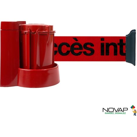Enrouleur mural rouge avec sangle rouge accès interdit 3m x 50mm - 2053884