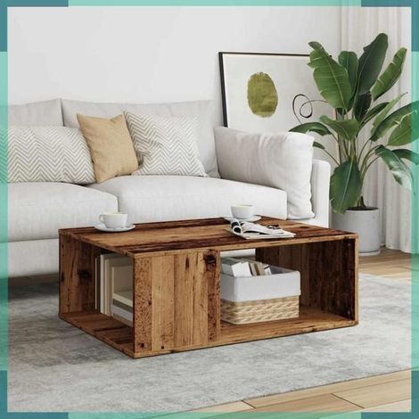 856552 Table basse vieux bois 90x67x33 cm bois d'ingénierie (1/5)