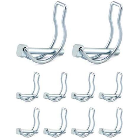 Packung mit 10 D-förmigen Verriegelungsbolzen, verzinktem Kohlenstoffstahl, 45 mm lang, für Anhänger- und Maschinenkupplungen (1/5)