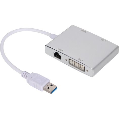 Adaptateur convertisseur USB 3.0 vers VGA/HDMI/LAN/DVI multifonctionnel en alliage d'aluminium de haute qualité (1/5)
