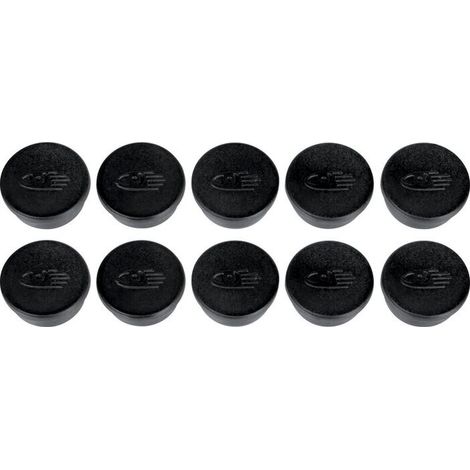 Paquete de 10 imanes redondos negros, 20 mm de diámetro, 250 g/cm² de fuerza, superficie resistente a los arañazos para pizarras blancas y superficies magnéticas.
