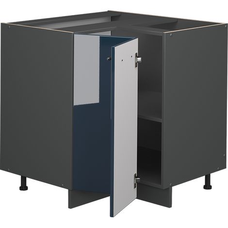 Mobile ad angolo cucina Fame-Line, Blu scuro lucido, 80.5 cm , PL Rovere, Vicco