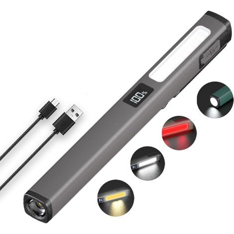 Lampada da lavoro multifunzione COB con morsetto in alluminio, lampada da officina ricaricabile tramite USB con potente magnete per riparazioni automobilistiche, torcia a LED di alta qualità che offre (1/5)