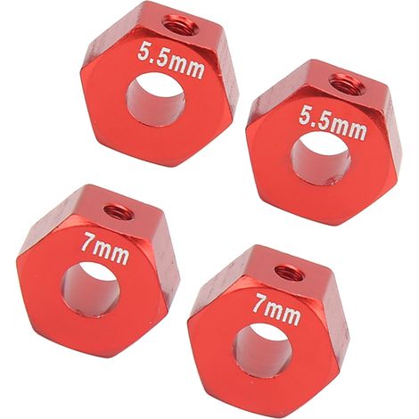 Jeu de moyeux hexagonaux en alliage d'aluminium pour modèles RC, diamètre 12mm, épaisseur 5.5mm et 7mm (1/5)