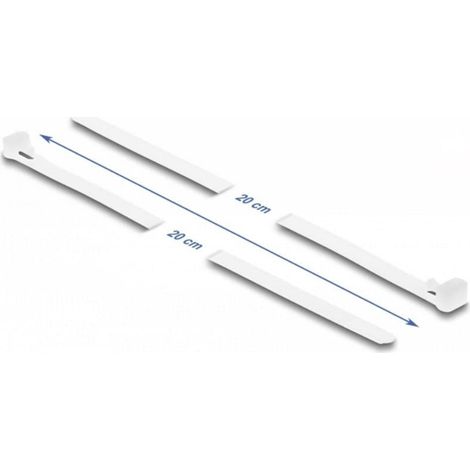 DeLOCK Kabelbinder wiederverwendbar L 200 x B 7,2 mm 100 pièce Blanc (18644)